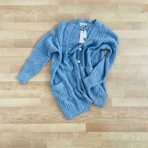 Mango Baby Blue Wool Cardigan XS NWT